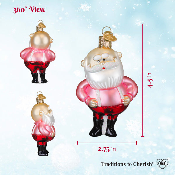 Santa In Suspenders Ornament