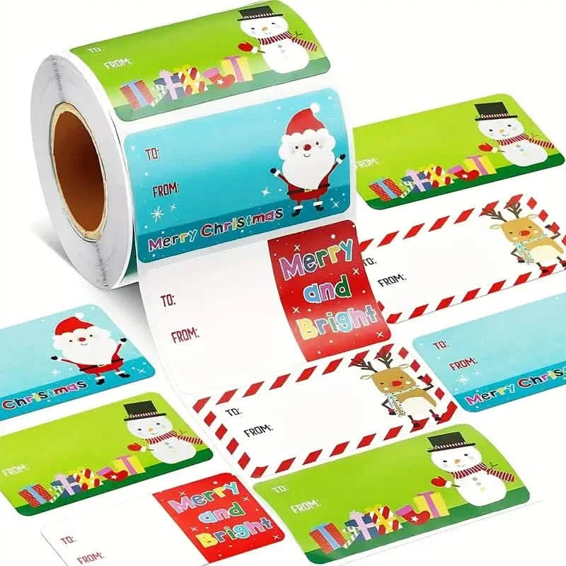 500-Pieces/Roll: Self Adhesive Tags Christmas Tags