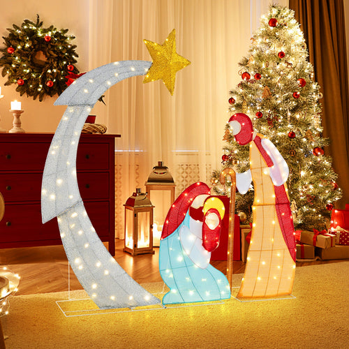 5 ft Christmas Nativity Set Pre-Lit Nativity Scene with 140 Warm White LED Lights