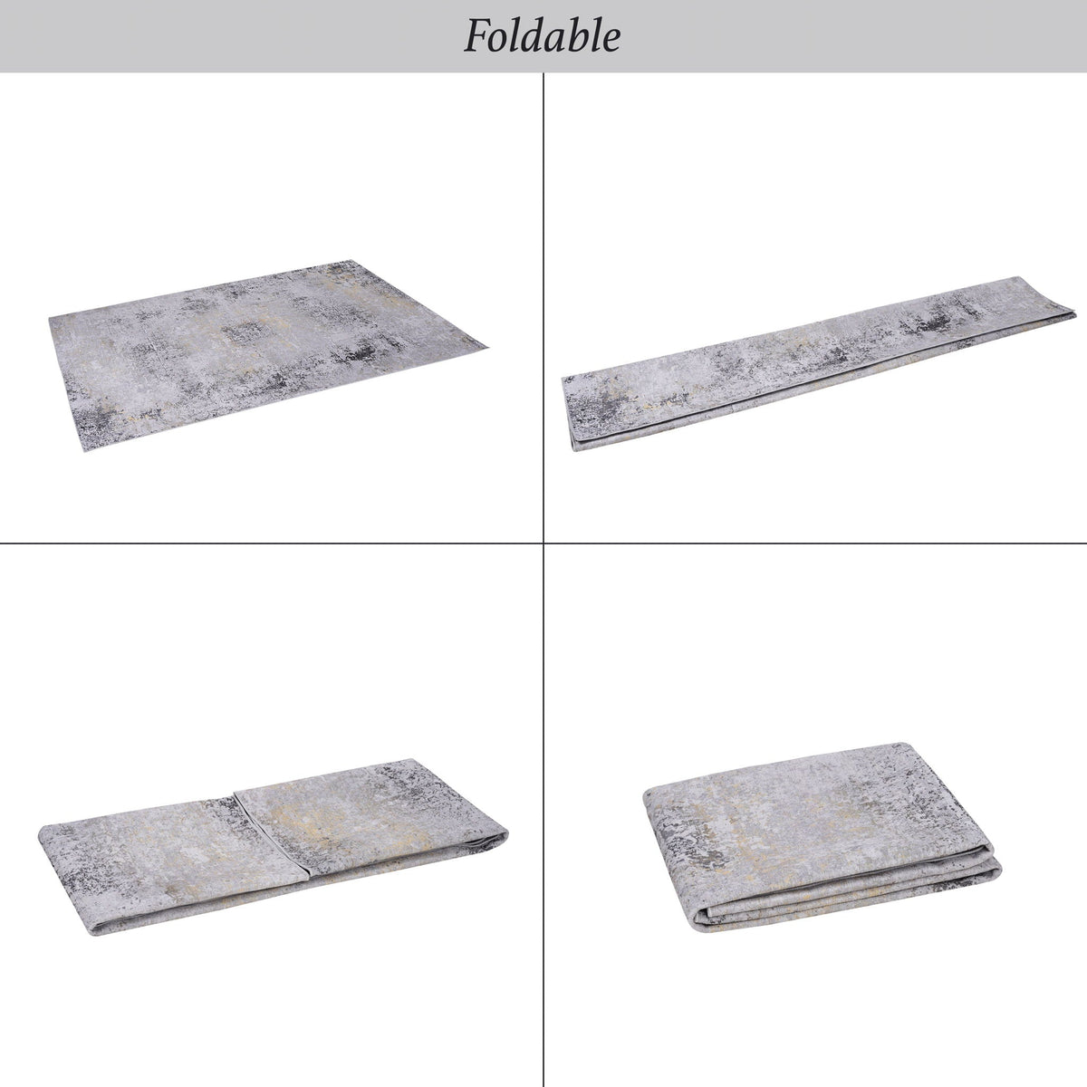 Abstract Washable Area Rug with Stain Resistance - Light Blue, Gray, or Black