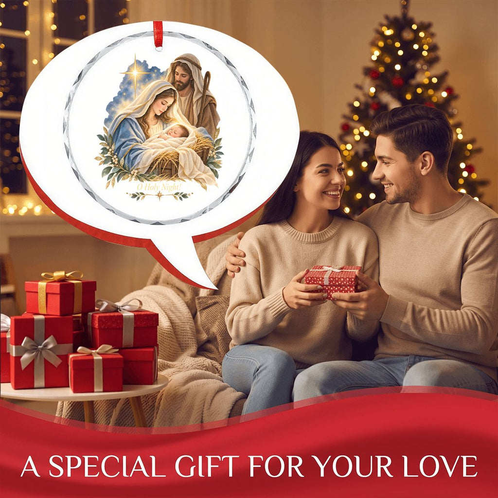 O Holy Night Baby Jesus Round Glass Christmas Ornament