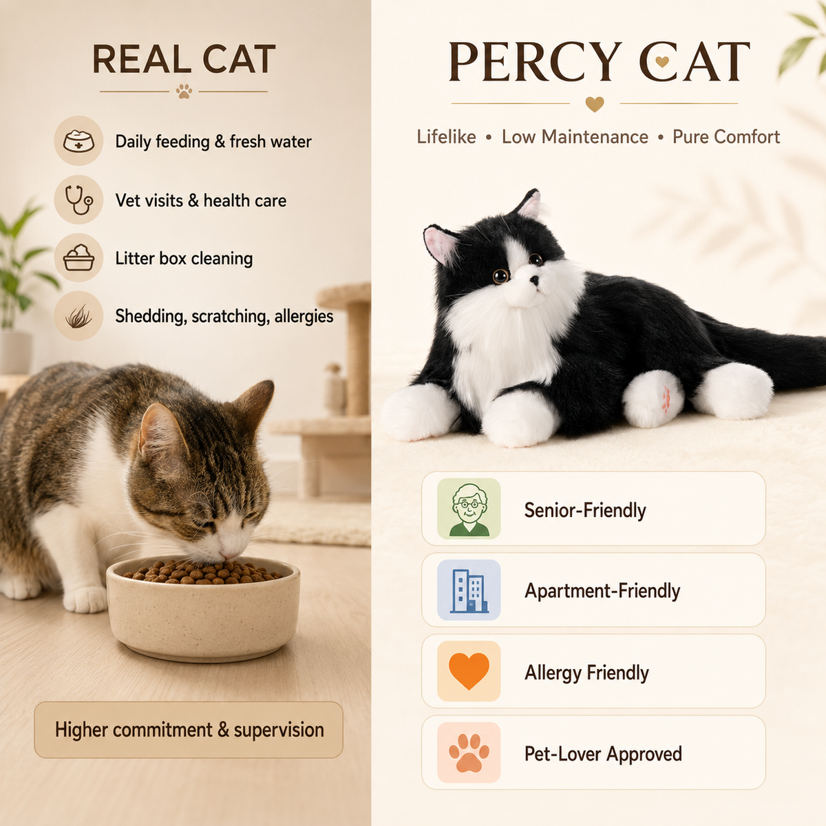 Percy Interactive Robot Cat Companion for kids and seniors