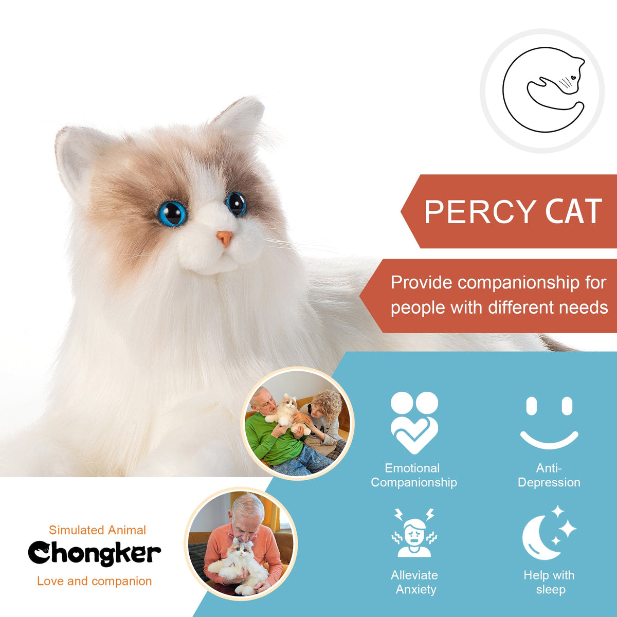 Percy Interactive Robot Cat Companion for kids and seniors