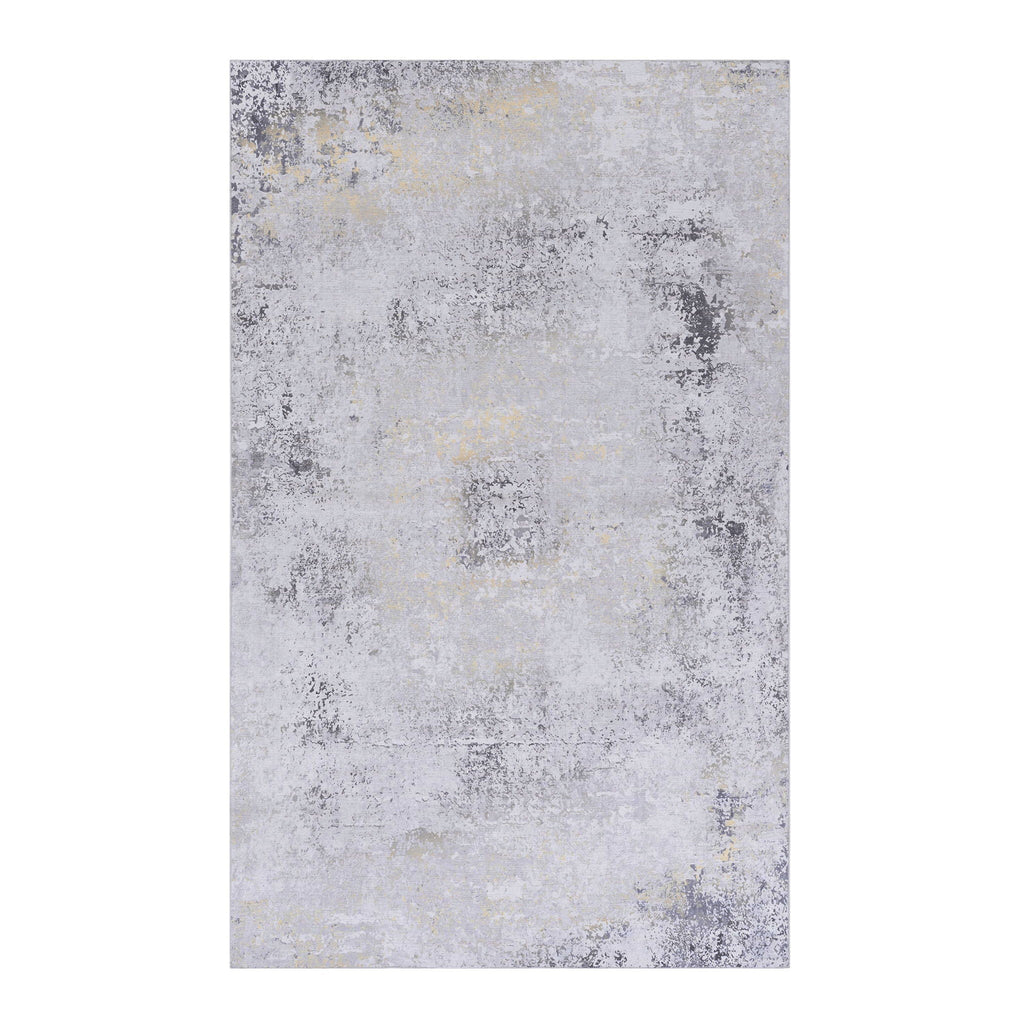 Abstract Washable Area Rug with Stain Resistance - Light Blue, Gray, or Black