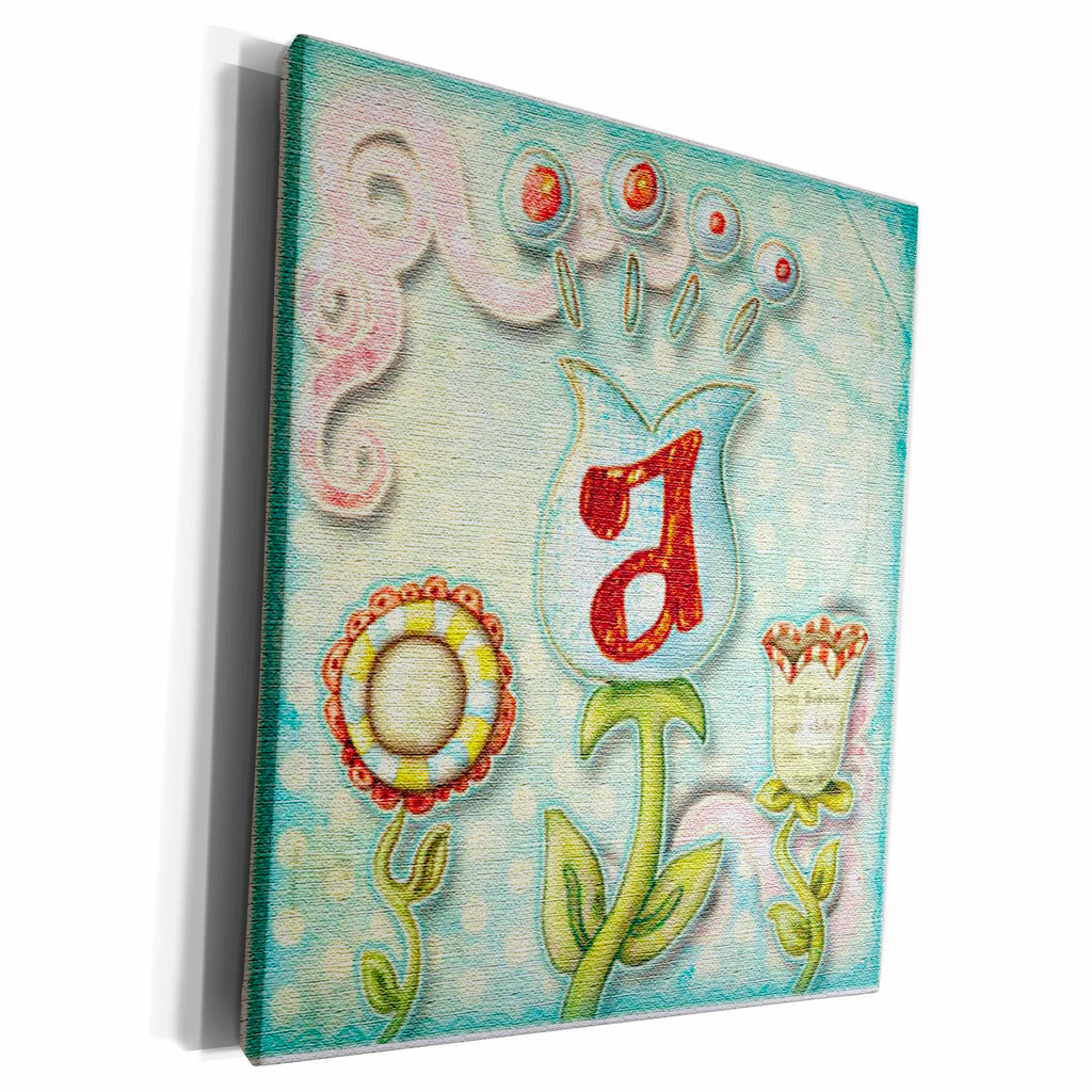 3dRose Cute Quirky Flowers Monogram Letter a - Museum Grade Canvas Wrap (cw_102778)