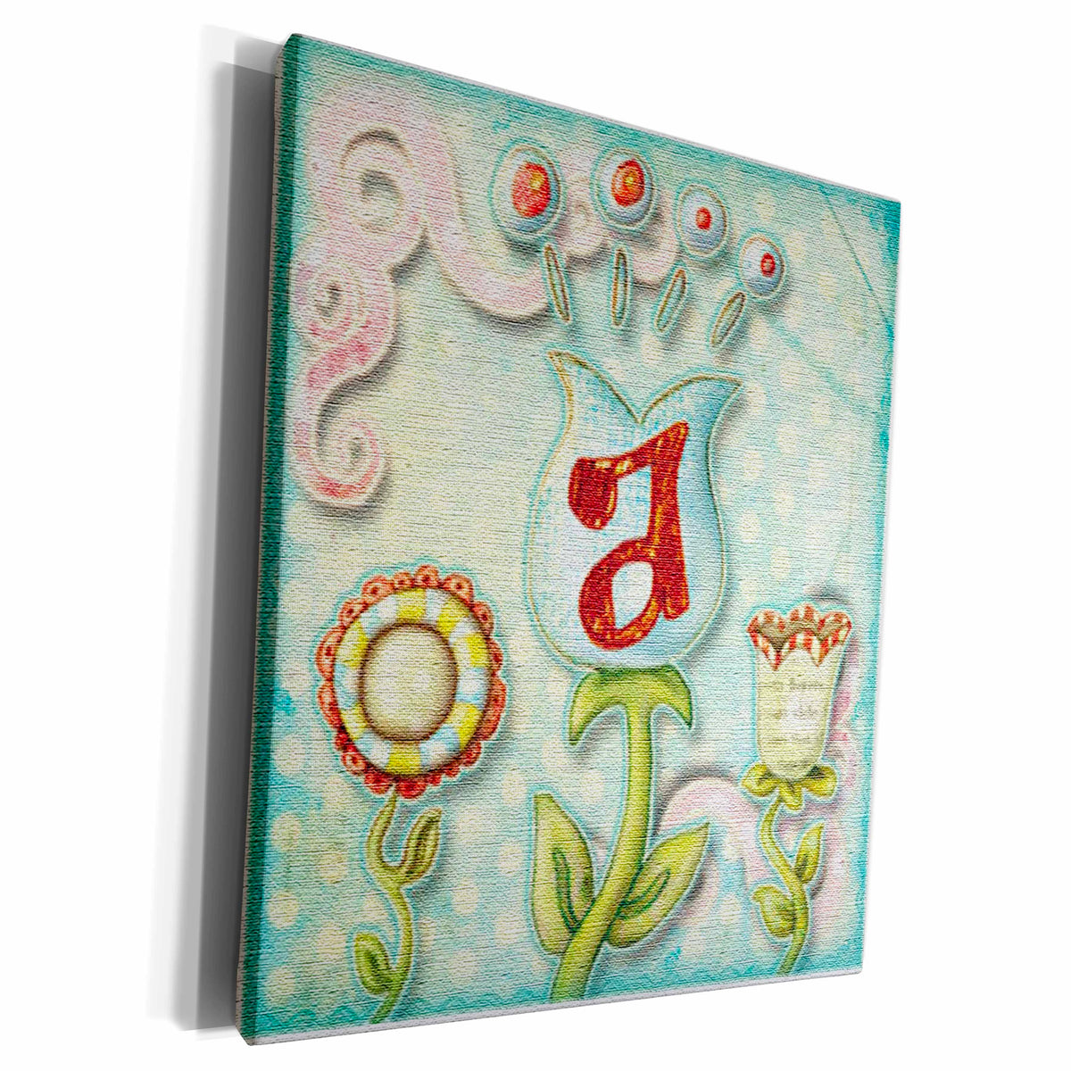 3dRose Cute Quirky Flowers Monogram Letter a - Museum Grade Canvas Wrap (cw_102778)