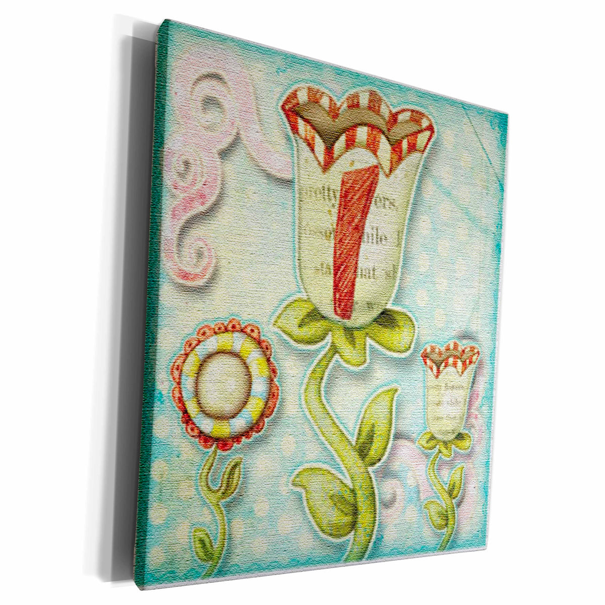 3dRose Cute Quirky Flowers Monogram Letter L - Museum Grade Canvas Wrap (cw_102789)
