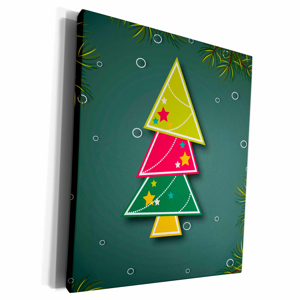 3dRose Cute Color Triangles Christmas Tree Xmas Holiday... - Museum Grade Canvas Wrap (cw_119110)