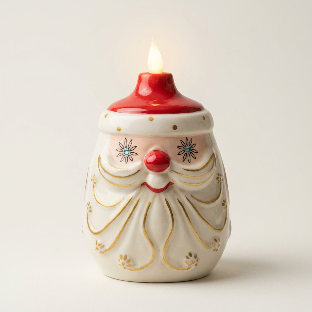 Starry Eyed Santa Candle-Lite | Mid Century Christmas Decor | Vintage Inspired Ceramic Holiday Figurine SHIPS NOV