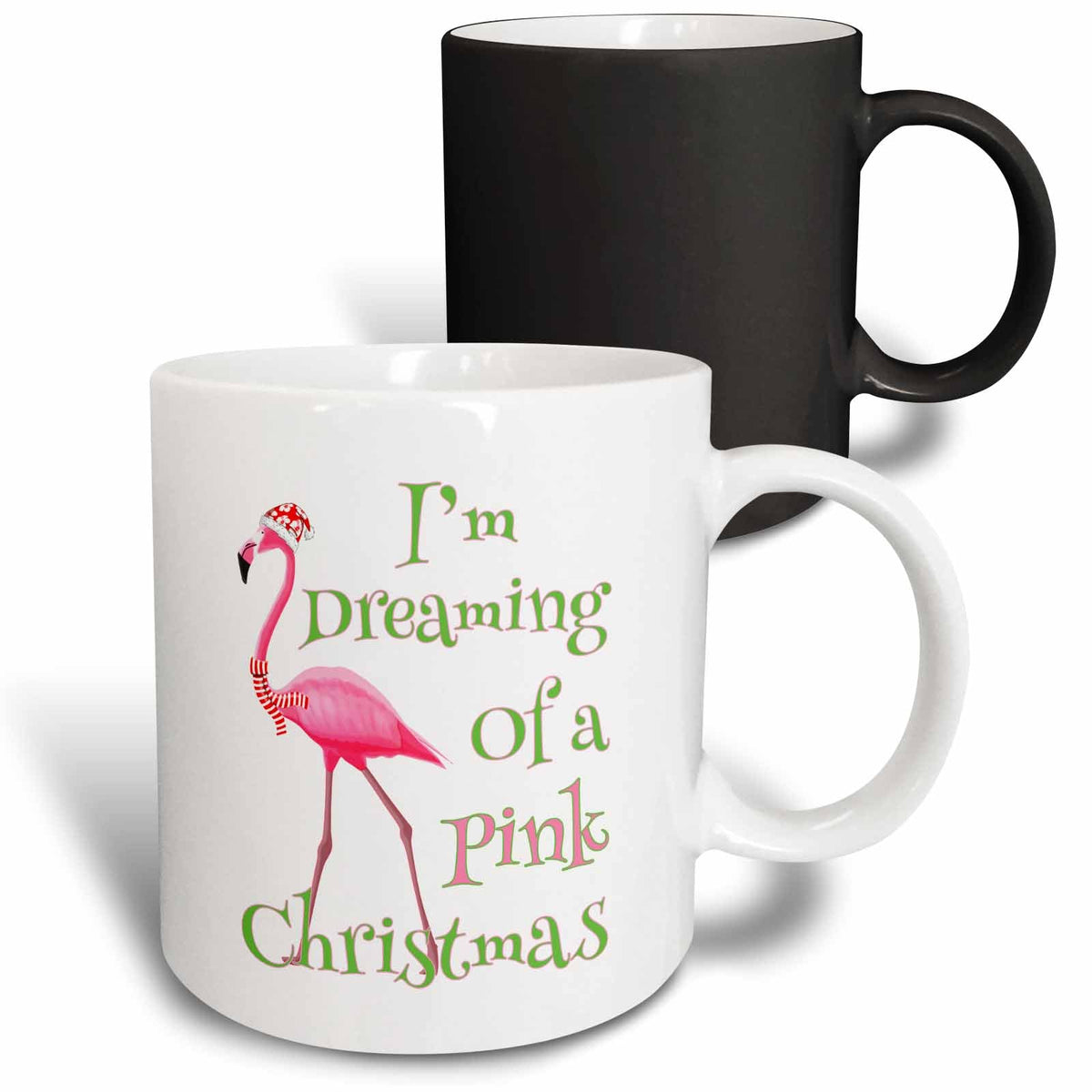 3dRose Im Dreaming of a Pink Christmas beach xmas with pink flamingo - Mugs (mug_300919)