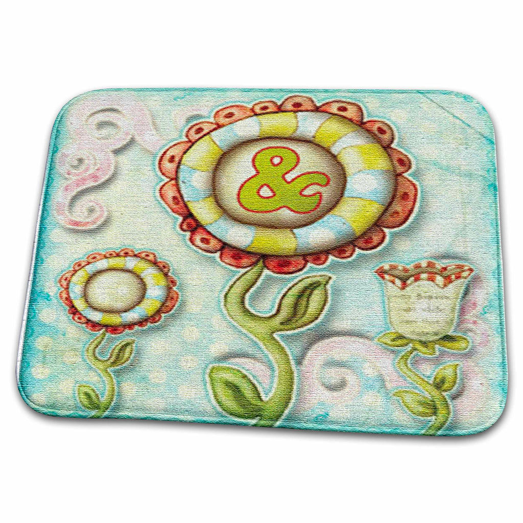 3dRose Cute Quirky Flowers ampersand Symbol - Dish Drying Mats (ddm-102776)