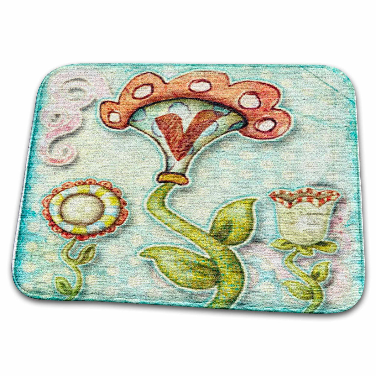 3dRose Cute Quirky Flowers Monogram Letter V - Dish Drying Mats (ddm-102799)