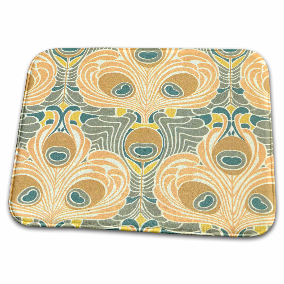 3dRose Vintage Art Nouveau Peacock Peafowl Feathers Pattern - Dish Drying Mats (ddm-113454)