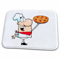 3dRose Funny Cartoon Pizza Pie Chef - Dish Drying Mats (ddm-118655)