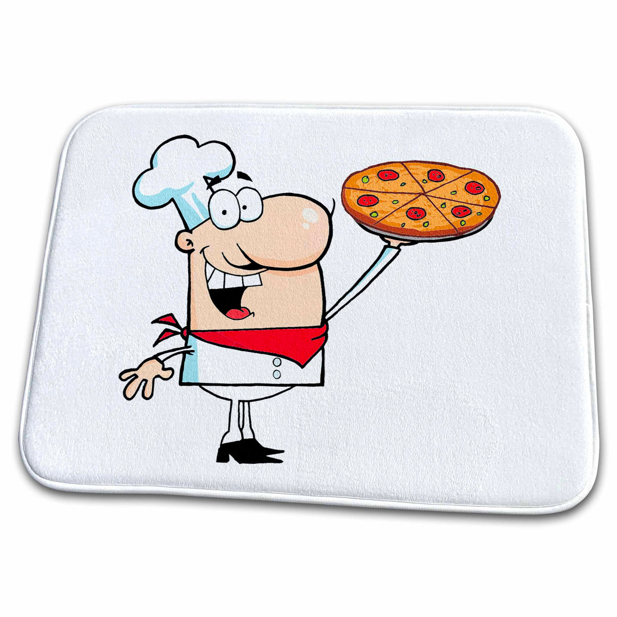 3dRose Funny Cartoon Pizza Pie Chef - Dish Drying Mats (ddm-118655)