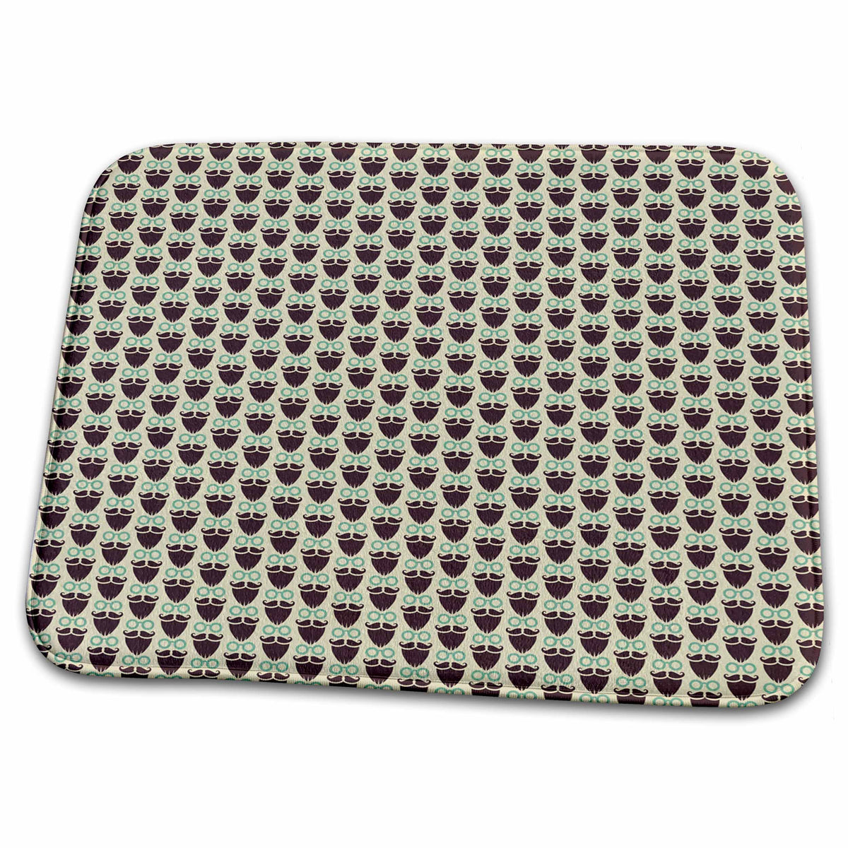 Dish Drying Mat - Quirky Mustache, Beard, and Eye Glasses Pattern Patterns