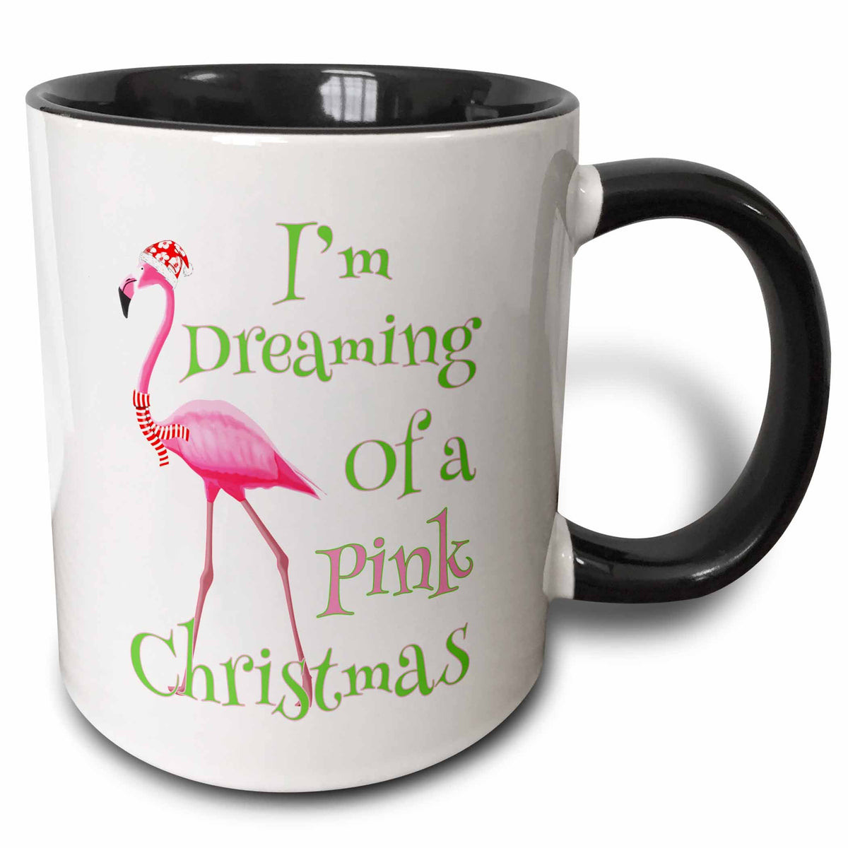 3dRose Im Dreaming of a Pink Christmas beach xmas with pink flamingo - Mugs (mug_300919)