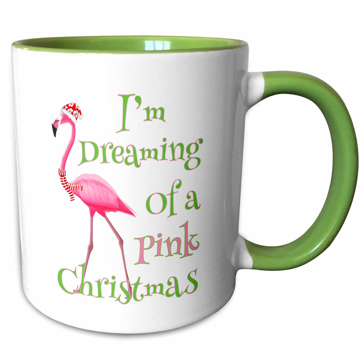 3dRose Im Dreaming of a Pink Christmas beach xmas with pink flamingo - Mugs (mug_300919)