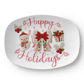 Happy Holidays Faux Yarn Oval Serving Platter