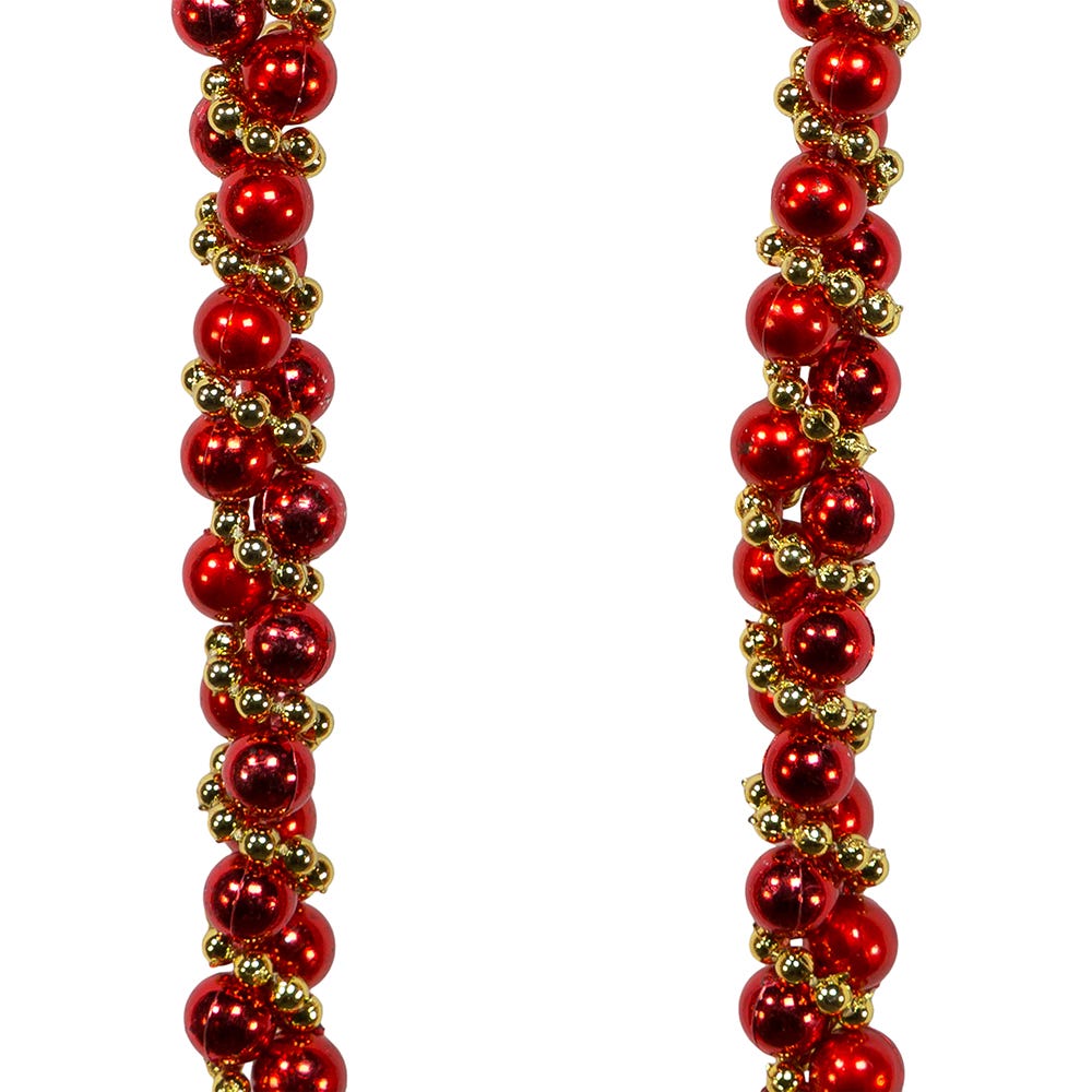 9-Foot Red and Gold Bead Twisted Garland