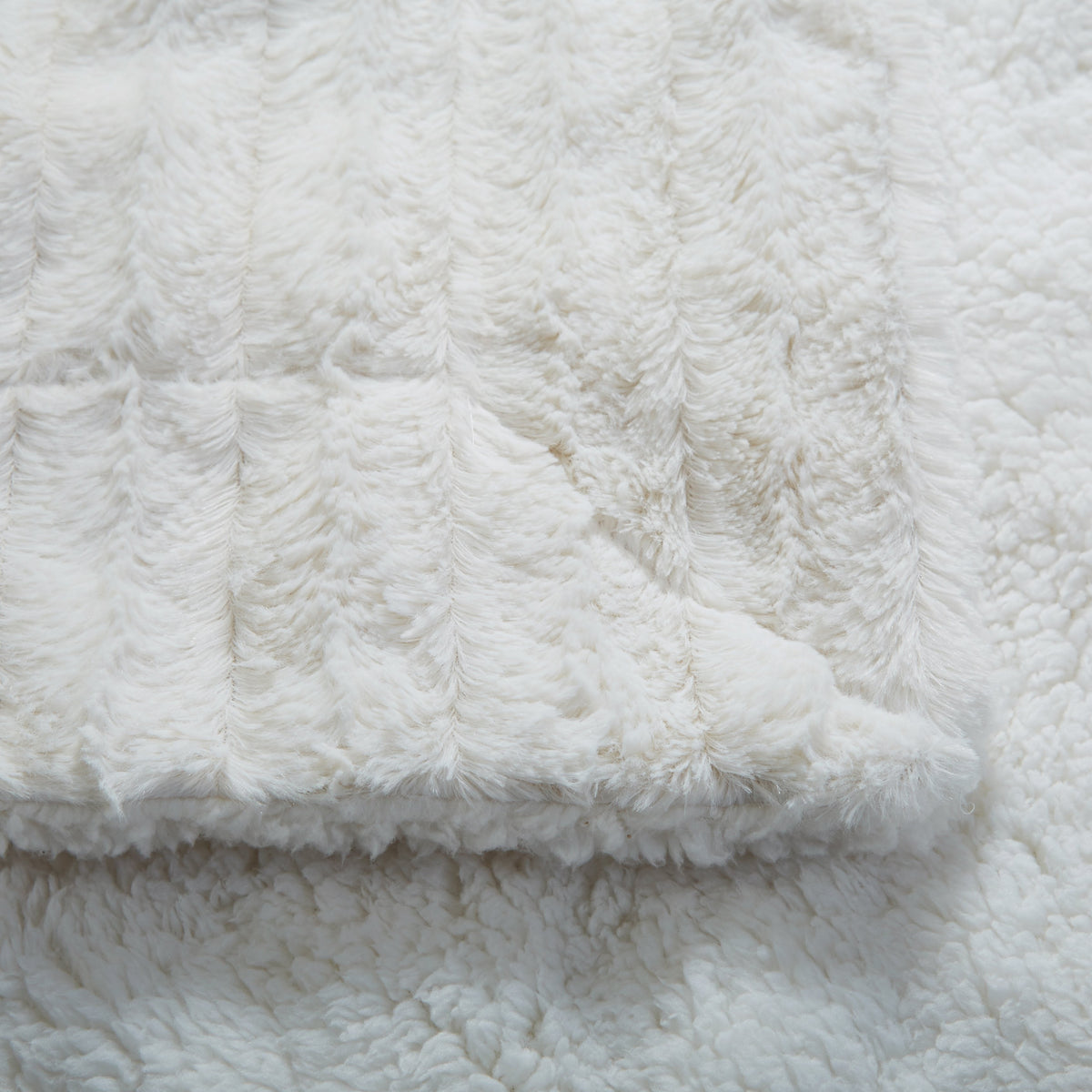 Tache White Ivory Polar Faux Fur with Sherpa Throw Blanket