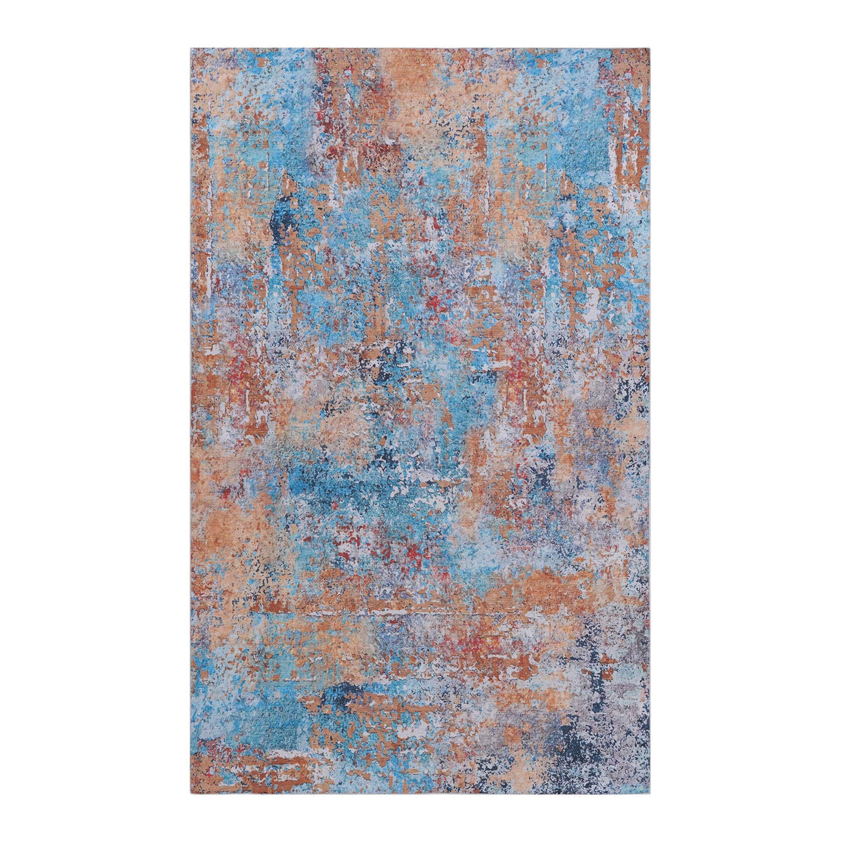 Abstract Washable Area Rug with Stain Resistance - Light Blue, Gray, or Black
