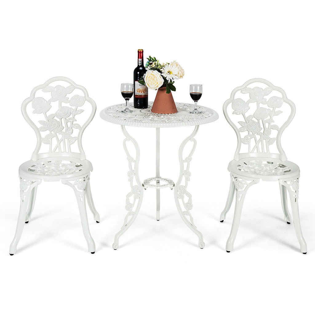Outdoor Cast Aluminum Patio Furniture Set with Rose Design
