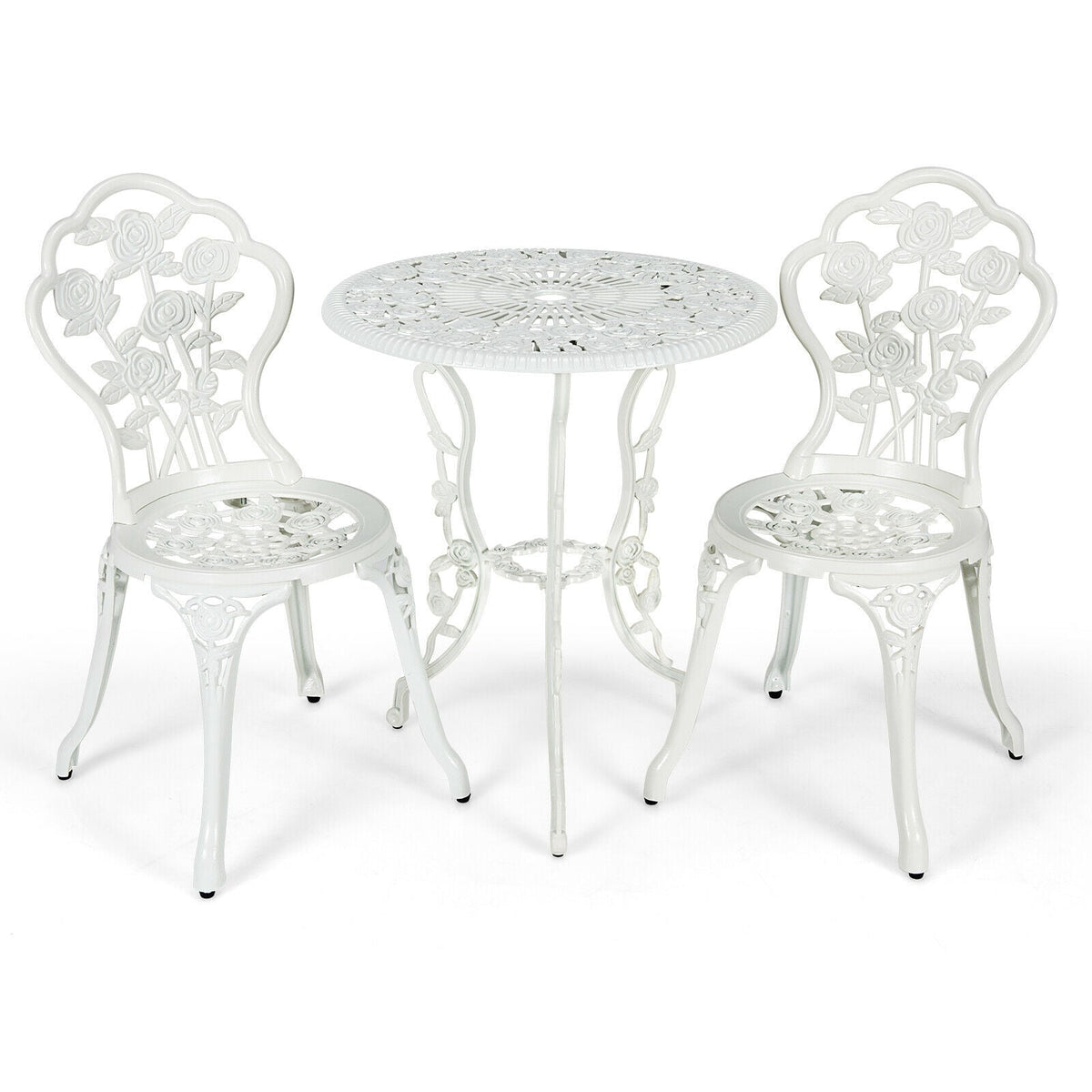 Outdoor Cast Aluminum Patio Furniture Set with Rose Design