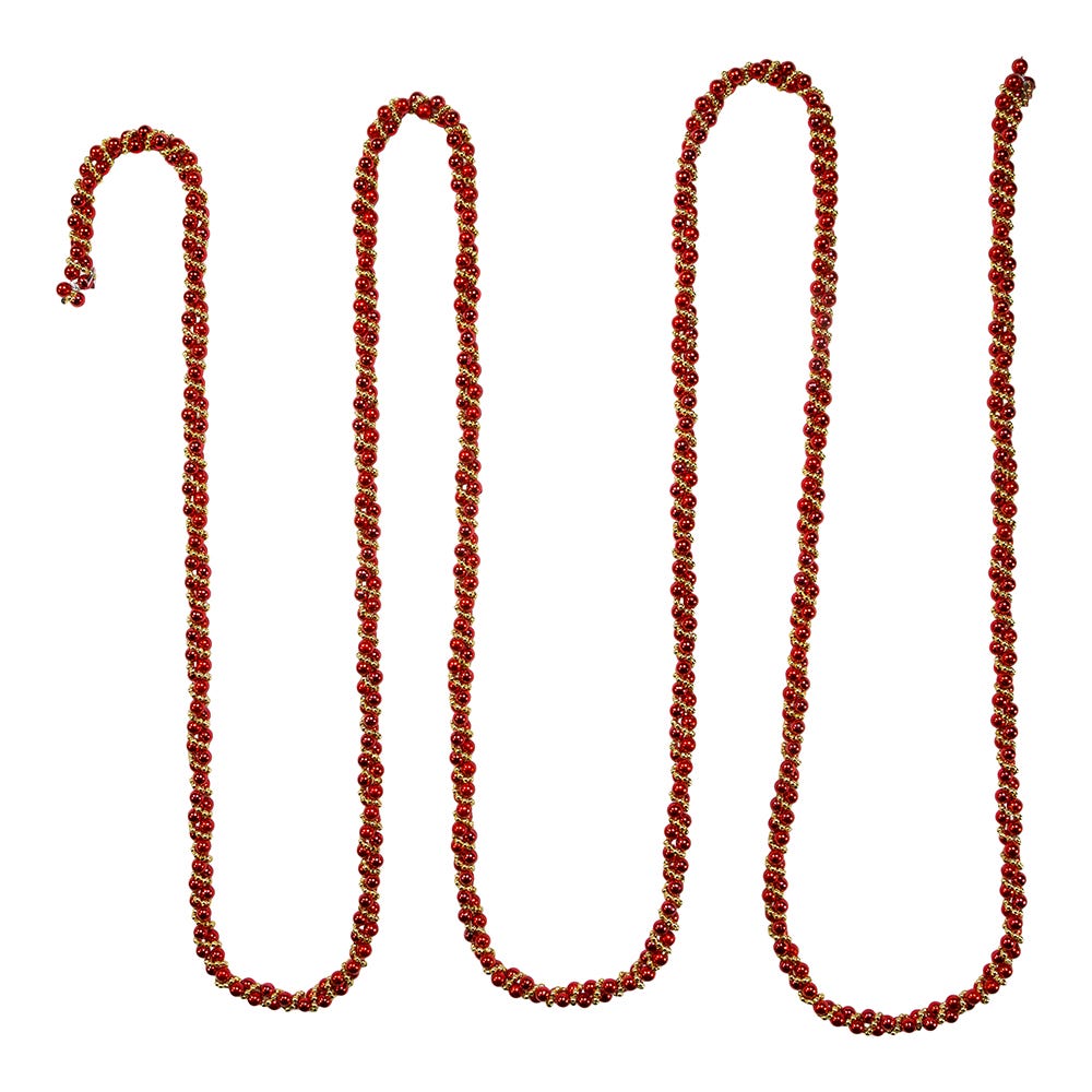 9-Foot Red and Gold Bead Twisted Garland