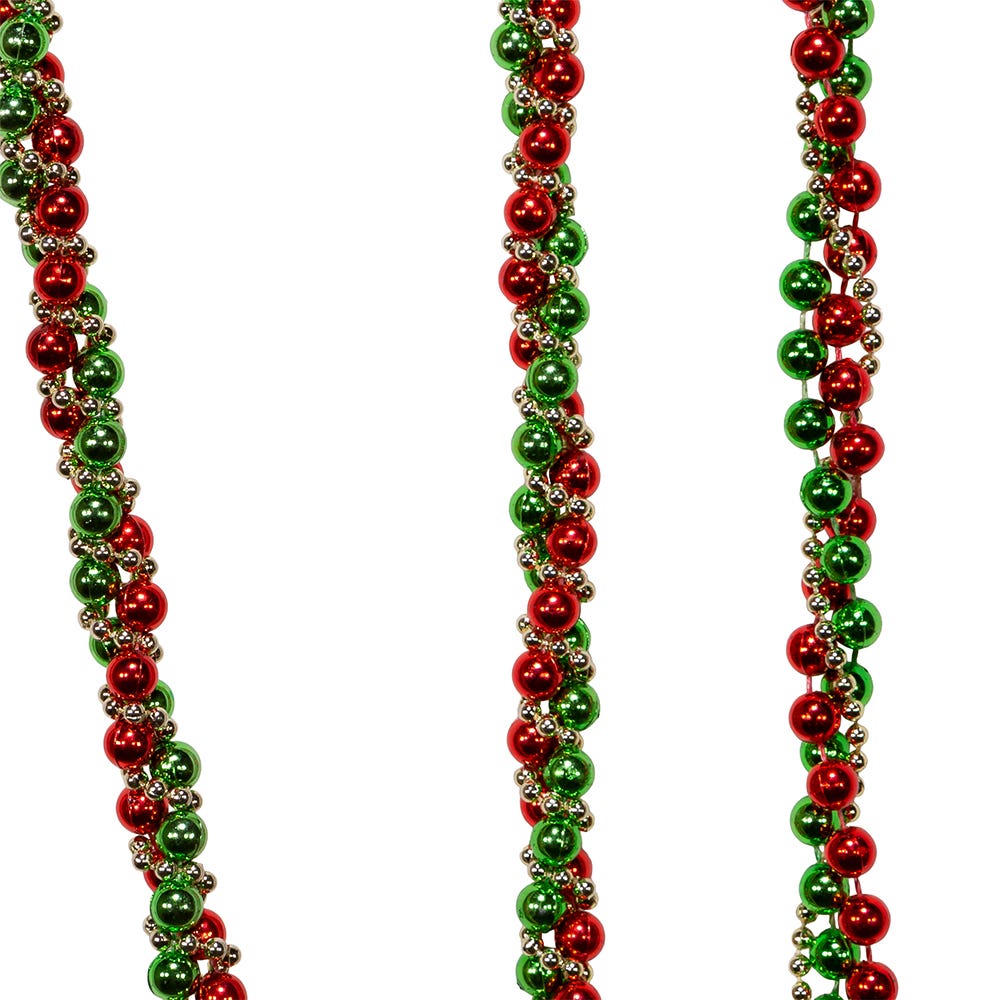 Red, Green and Gold Bead Twisted Garland