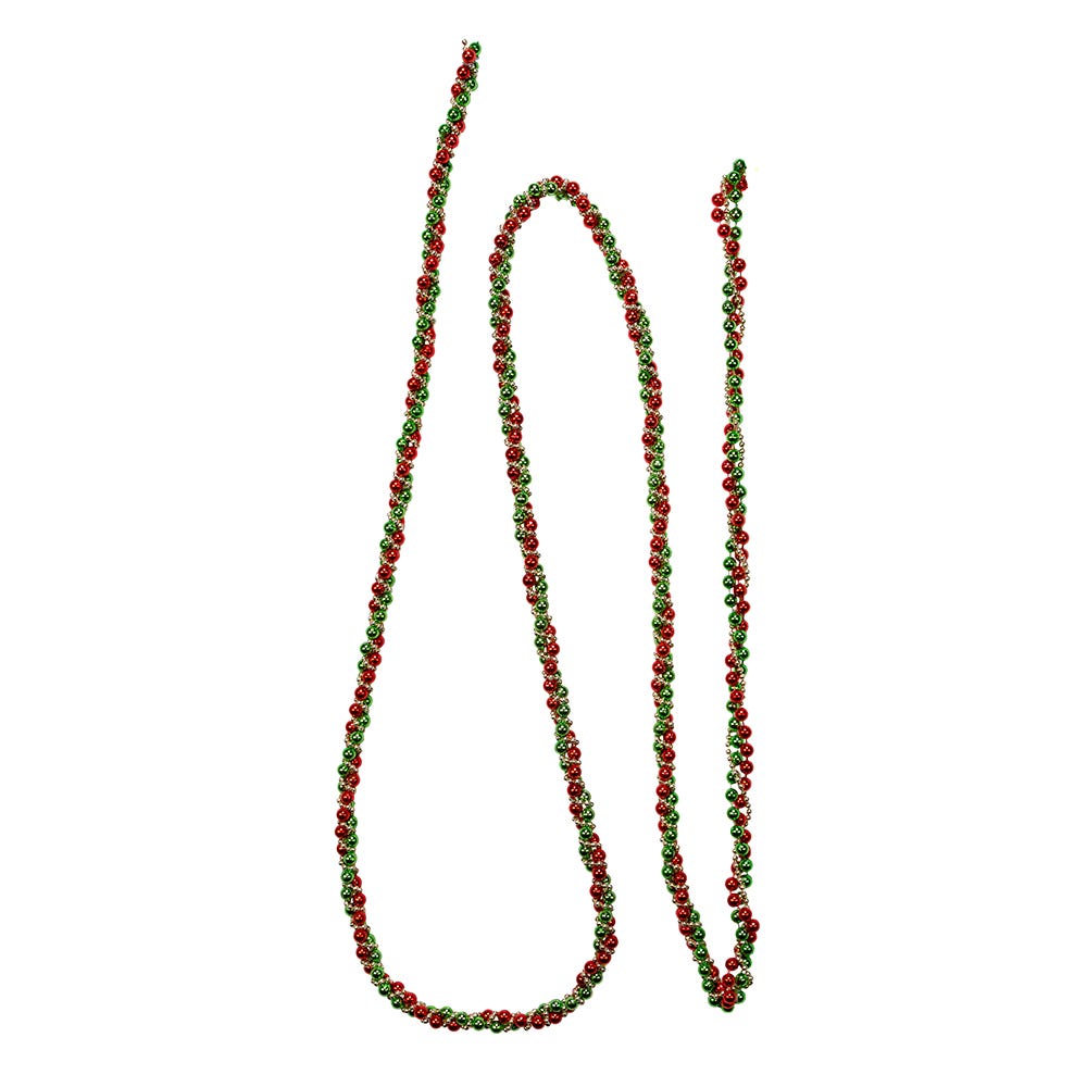 Red, Green and Gold Bead Twisted Garland